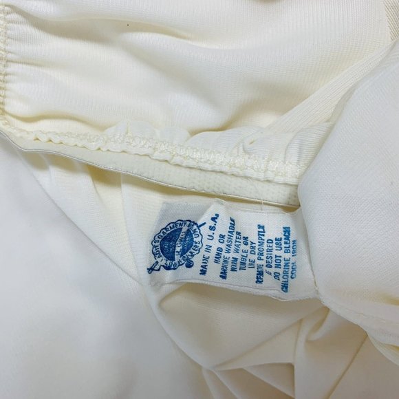 VTG Opalaire USA Long Half Slip Sz M Maxi Ivory Lace Trim Hem Slit Anti Static - Picture 9 of 10